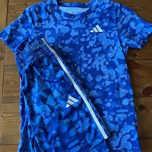 Adidas Blue Camo T-Shirt and Shorts Set
